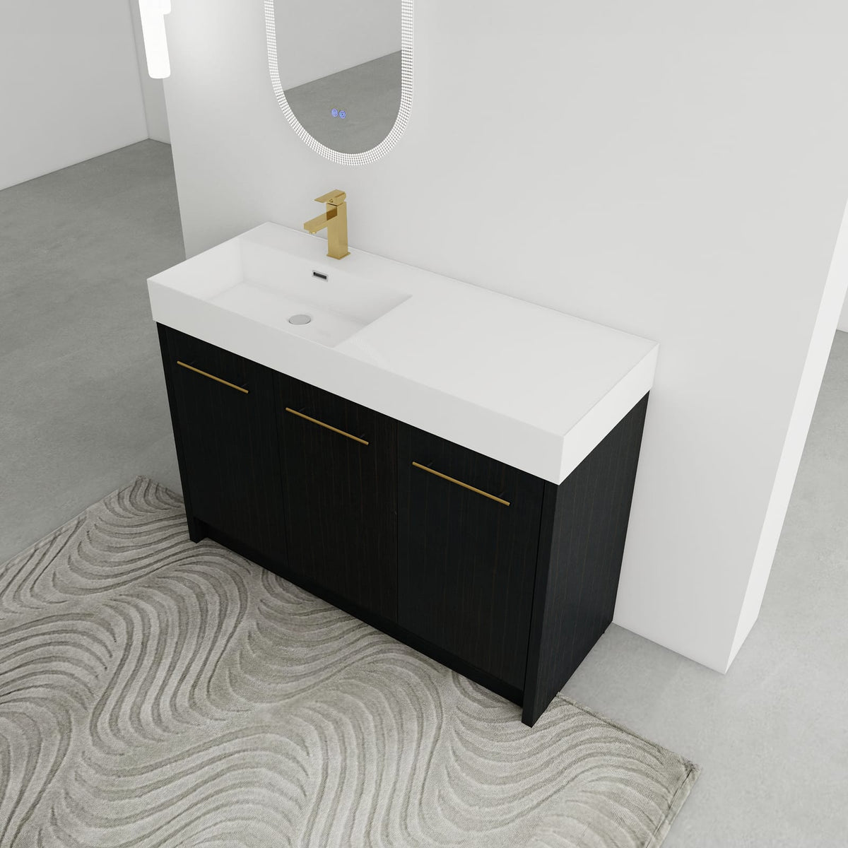 48 Inch Bathroom Vanity - Black Chestnut Plywood Storage