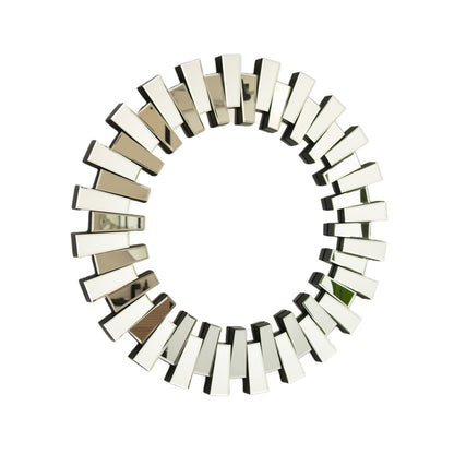 Silver PU Decorative Circle Mirror - 31.5" Wall Mirror