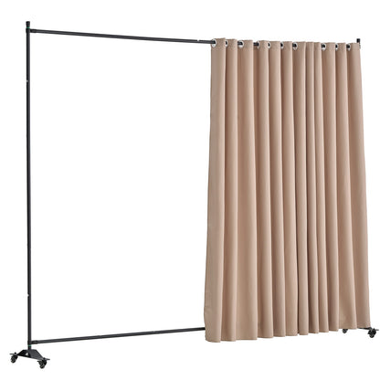 Light Tan Portable Room Divider with Wheels for Bedroom Privacy