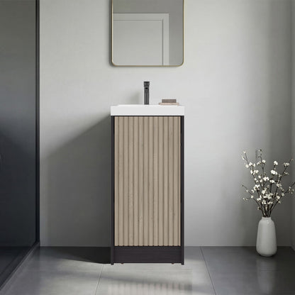 Dark Coffee Beige Bathroom Vanity with Resin Sink