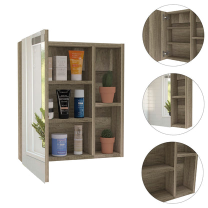 Walnut Particle Board Bathroom Storage Cabinet for Mirror Organization