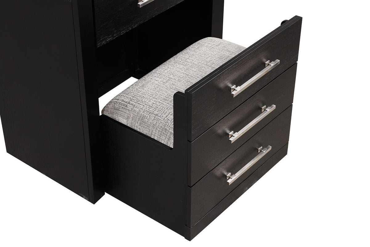 Black Bedroom Makeup Vanity with 2 Drawers