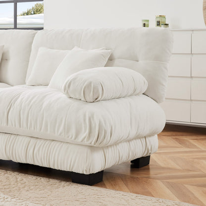White Chenille Sofa - 1 Seat Armless for Living Room