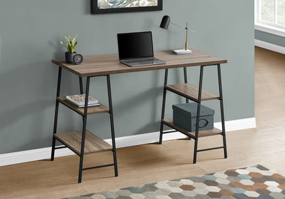 Taupe Metal Computer Desk with 4 Shelves - 48" L for Home Office