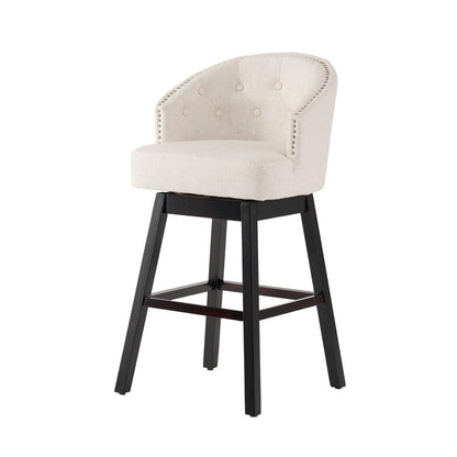 360 Degree Swivel Barstool Set Beige - Durable Rubber Wood Frame