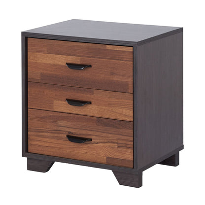 Walnut Accent Table - 3 Drawers, Modern Style