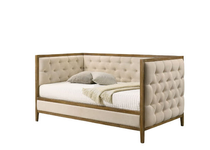 Natural Oak Fabric Sofa Bed - 83.5" Daybed for Living Room