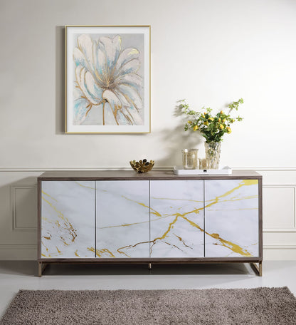 Champagne Synthetic Wood Console Cabinet - 16"W x 65"H x 30"D for Living Room