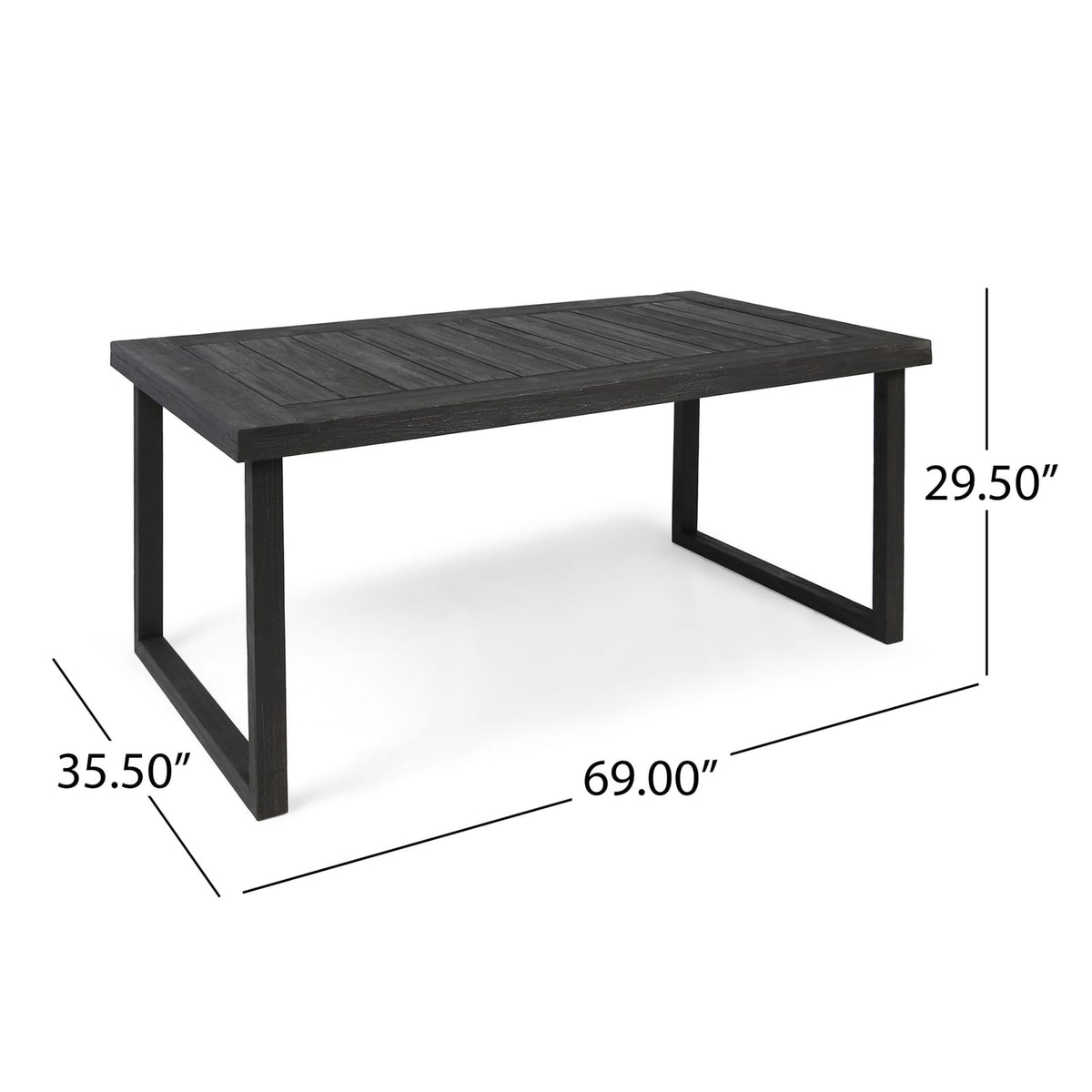 Dark Grey Acacia Wood Outdoor Dining Table for Patio
