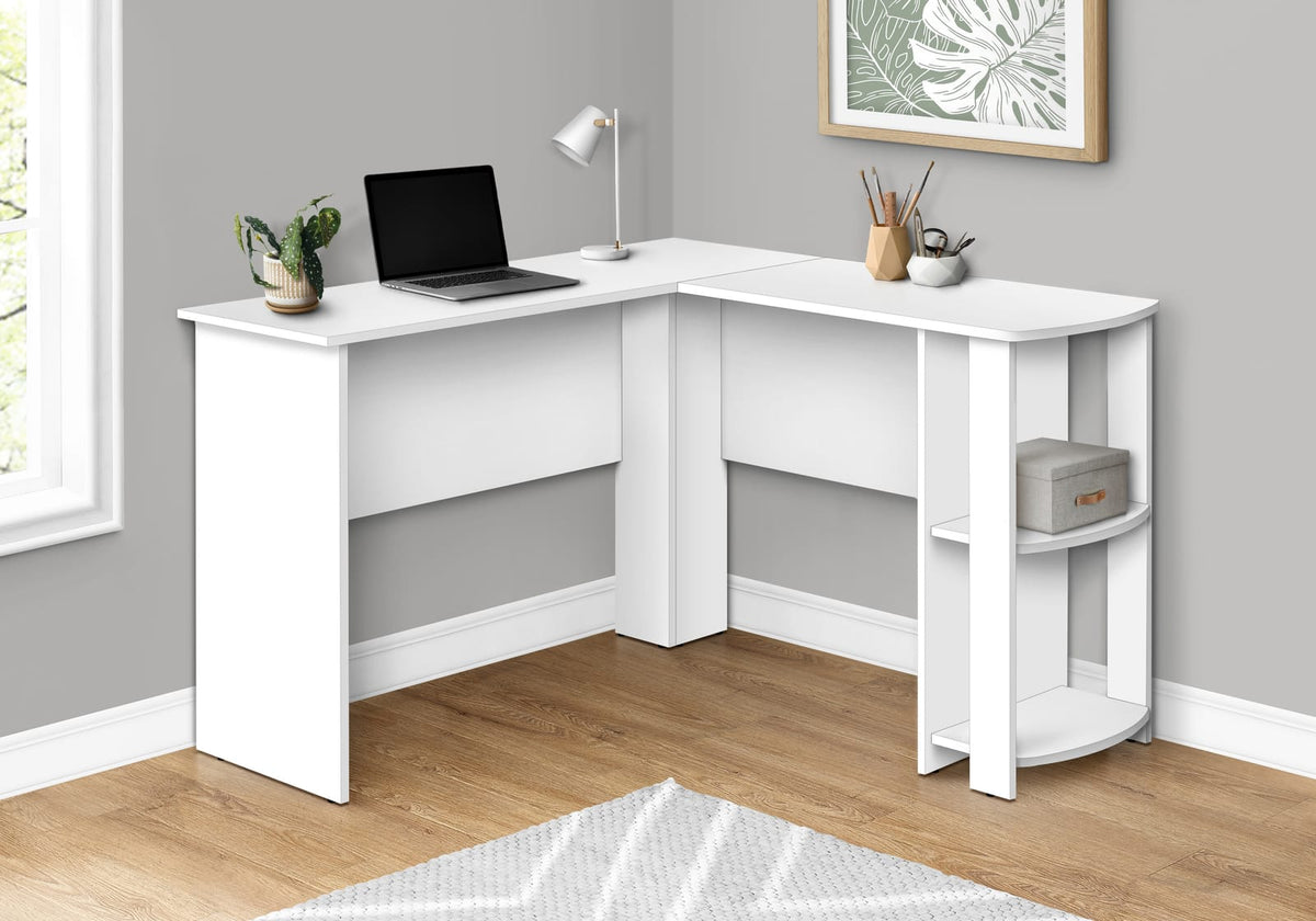 L-Shaped Computer Desk with Storage - 48" White