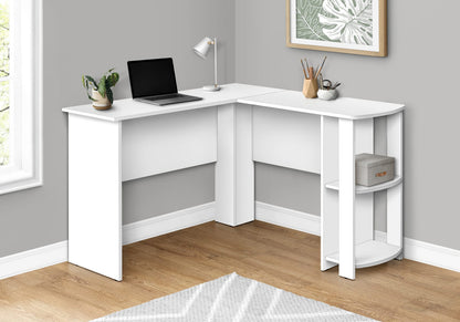 L-Shaped Computer Desk with Storage - 48" White