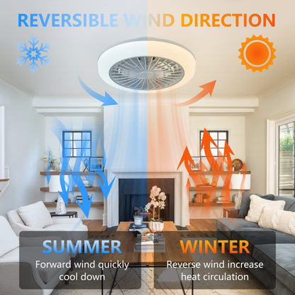 18 Inch RGB Ceiling Fan with Remote - Modern White Iron Lighting