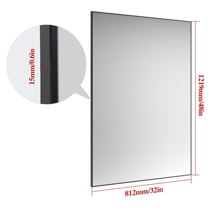 48"x32" Oversized Bathroom Mirror - Black Aluminum Frame