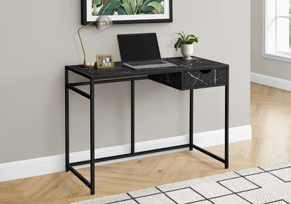 Compact Black MDF Computer Desk with Storage Drawer for Home Office