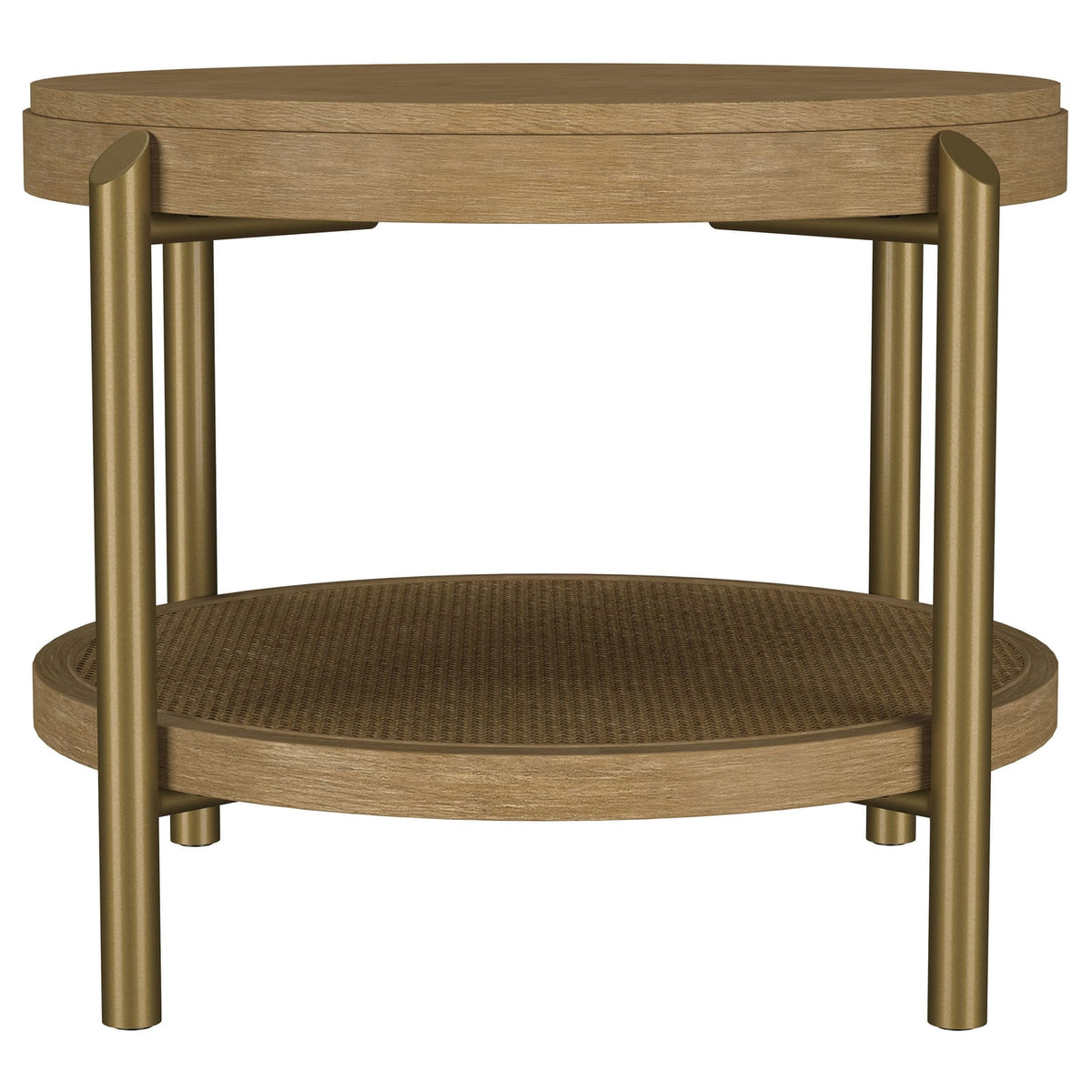 Sand Wash Round End Table with Storage Shelf for Living Room