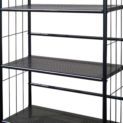 37" Black Wood 3-Tier Metal Bookshelf - Display Shelving for Living Room