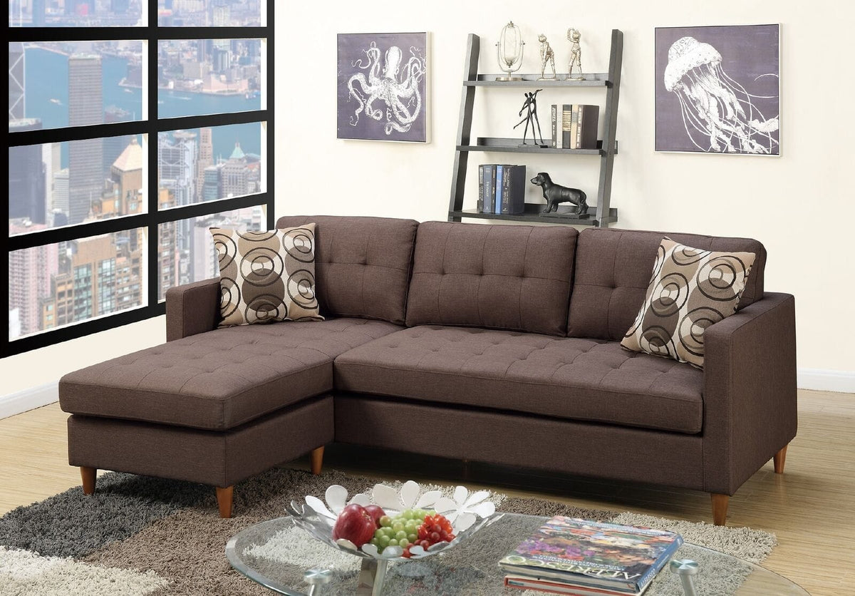 Chocolate L-Shaped Sectional Sofa - Modern Design for Living Room