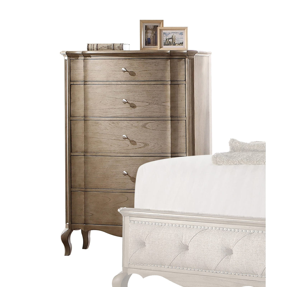 Elegant Taupe 5-Drawer Chest - Storage & Style for Bedroom