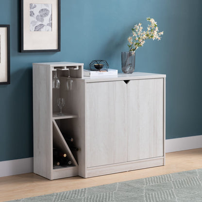 White Oak Wine Bar Cabinet - 4 Bottle Storage Kitchen