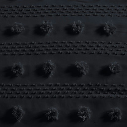 Black Clip Jacquard Duvet Cover Set - Full/Queen