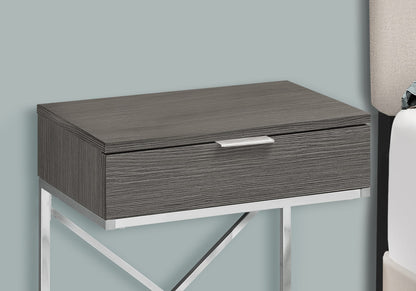 Grey Particle Board Nightstand Table with Storage Drawer for Living Room