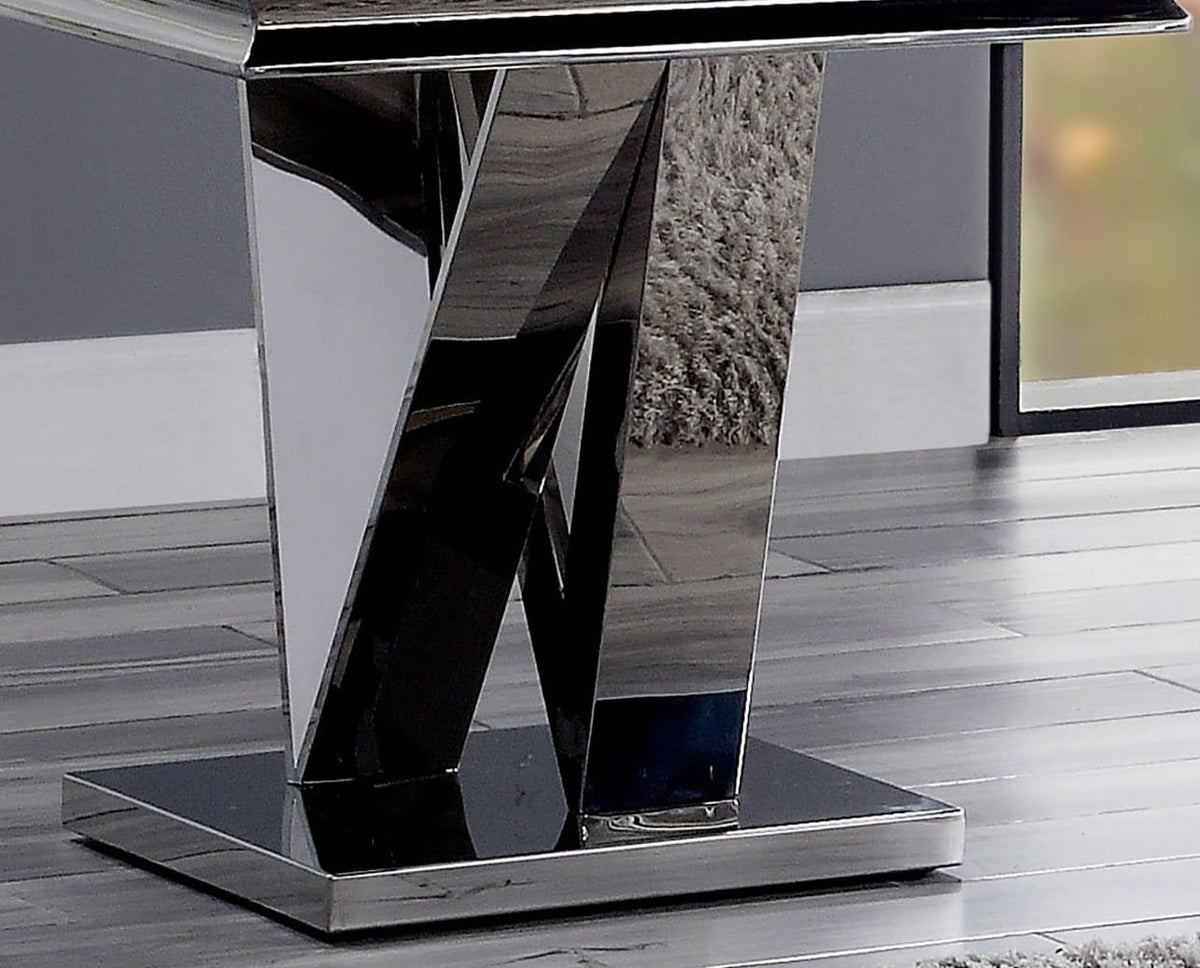 Chrome Faux Marble End Table - Glam Style for Living Room