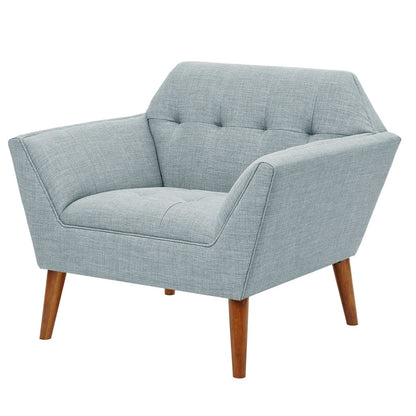 Light Blue Polyester Mid Century Lounge Chair with Armrest for Living Room