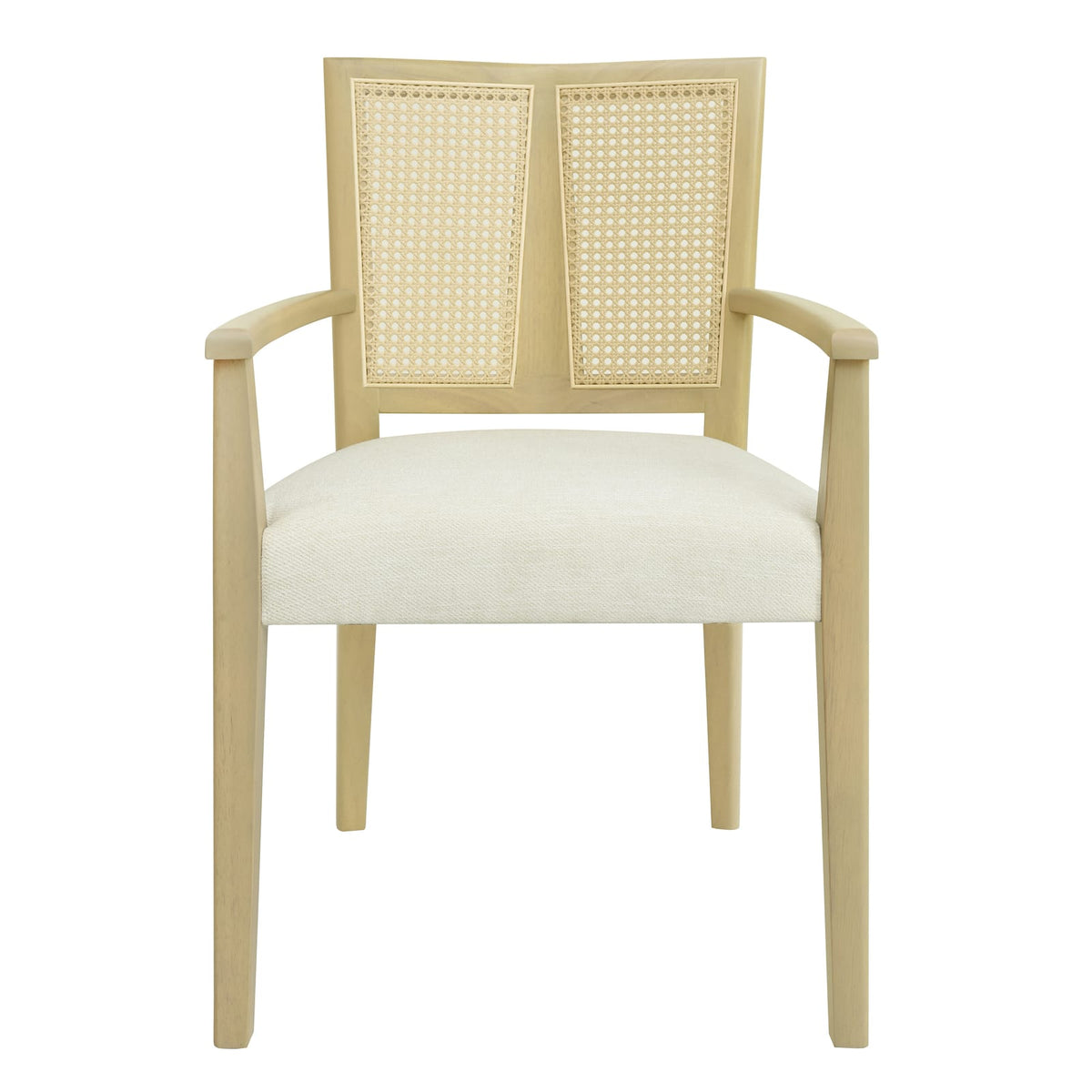ARM Dining Chairs Set of 2 - Beige & Light Ash Wood Fabric