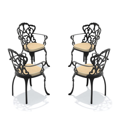 Black Aluminum Patio Dining Set 4 Chairs