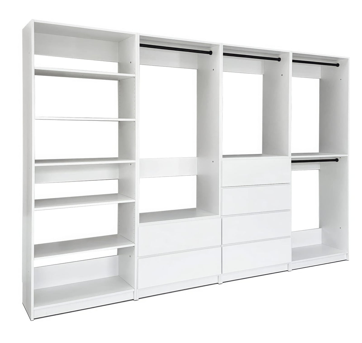 White Wood Walk-In Closet System - 5 Modular Units