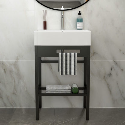 White Black Ceramic Bathroom Vanity Sink - Wall Mounted
