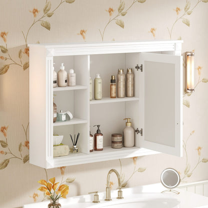 White Bathroom Storage Cabinet - 1 Door Mirror Cabinet