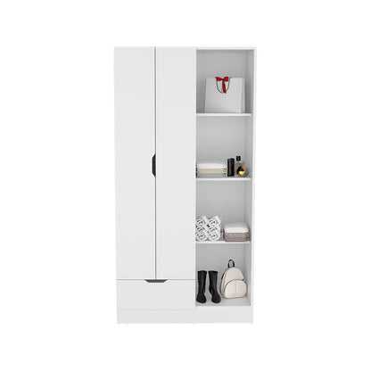 White Bedroom Armoire - 71" Wide Storage Cabinet