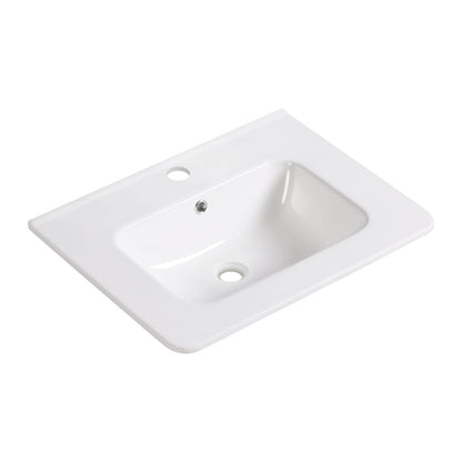 Milk White Ceramic Bathroom Vanity Sink - Storage Focused