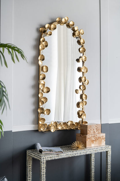Gold Iron Full Length Mirror for Bedroom Wall Decor and Storage
