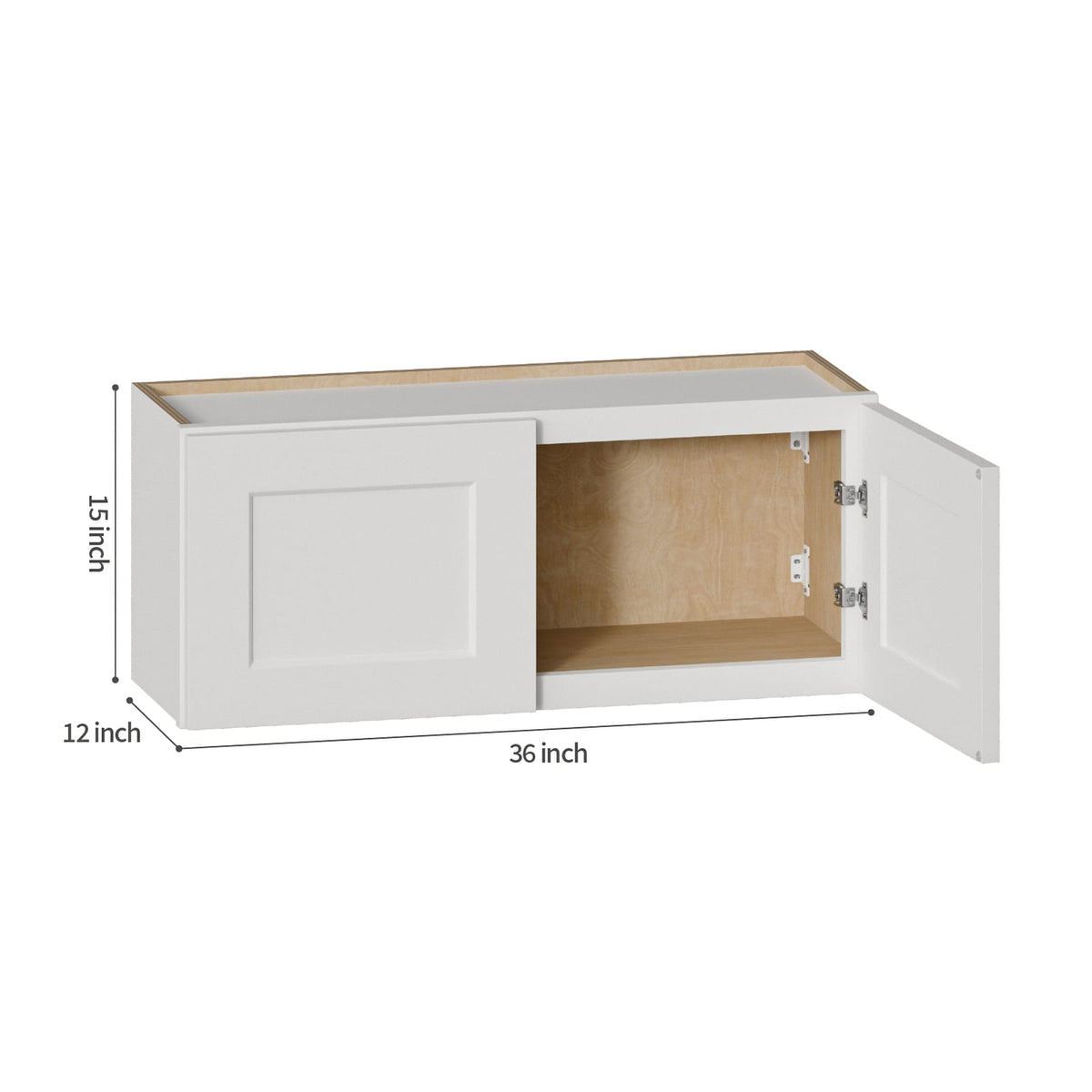 36" White Shaker Wall Cabinet - Solid Wood, Ready to Assemble for Living Room