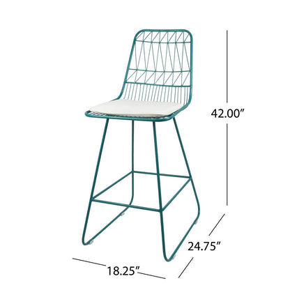 Beige Iron Counter Stools Set of 2 for Patio Outdoor Spaces