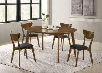 Oval Dark Walnut Dining Table with Chairs - 5 Piece Set for Dining Room
