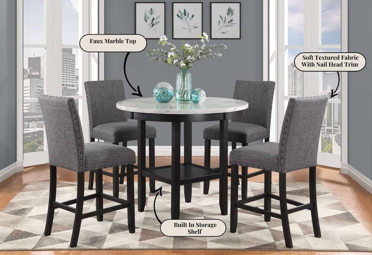 Modern Round Dining Table with Built-In Storage for 4