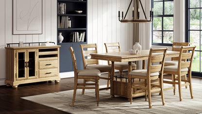 Caramel Solid Wood Dining Table with Storage Drawer for Kitchen