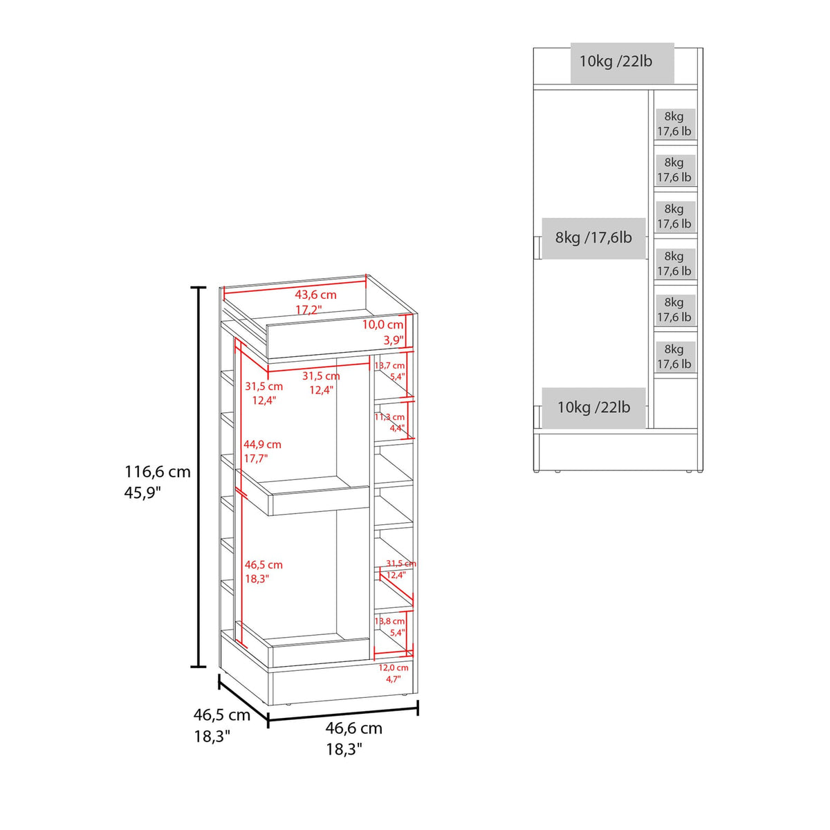 Black Corner Bar Cabinet - 46" Tall Liquor Storage