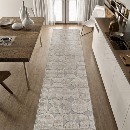 22" x 8 Beige Polypropylene Runner Rug - Modern Bedroom or Hallway