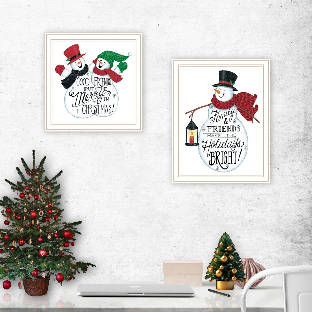 Trendy Framed Wall Art - Good Friends Snowman Multicolor
