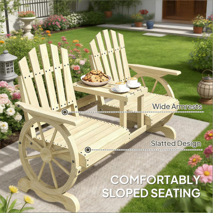 High Back Wooden Garden Bench - 2 Seat Patio Bench