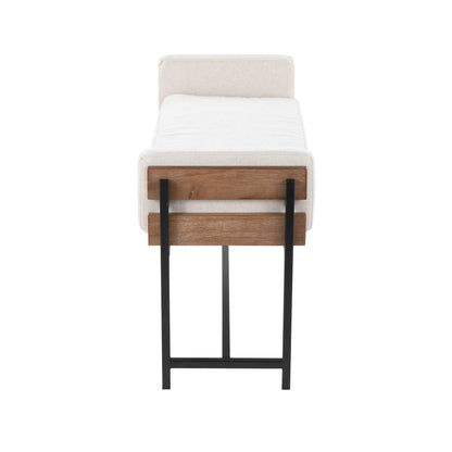 Cream Fabric Bench with Black Metal Frame - 16" x 45.25"
