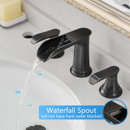 Oil-Rubbed Bronze 2-Handle Bathroom Sink Faucets - 3 Hole Deck Mount