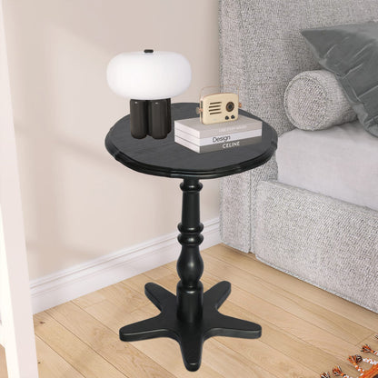 15.75 Inch Round Black MDF Side Table - Living Room Accent