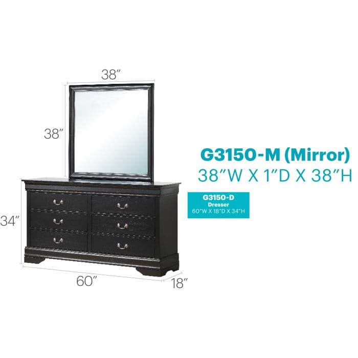 Elegant Black Wall Mirror - 38" Vanity Mirror with Particle Board Frame