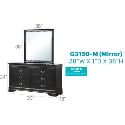 Elegant Black Wall Mirror - 38" Vanity Mirror with Particle Board Frame