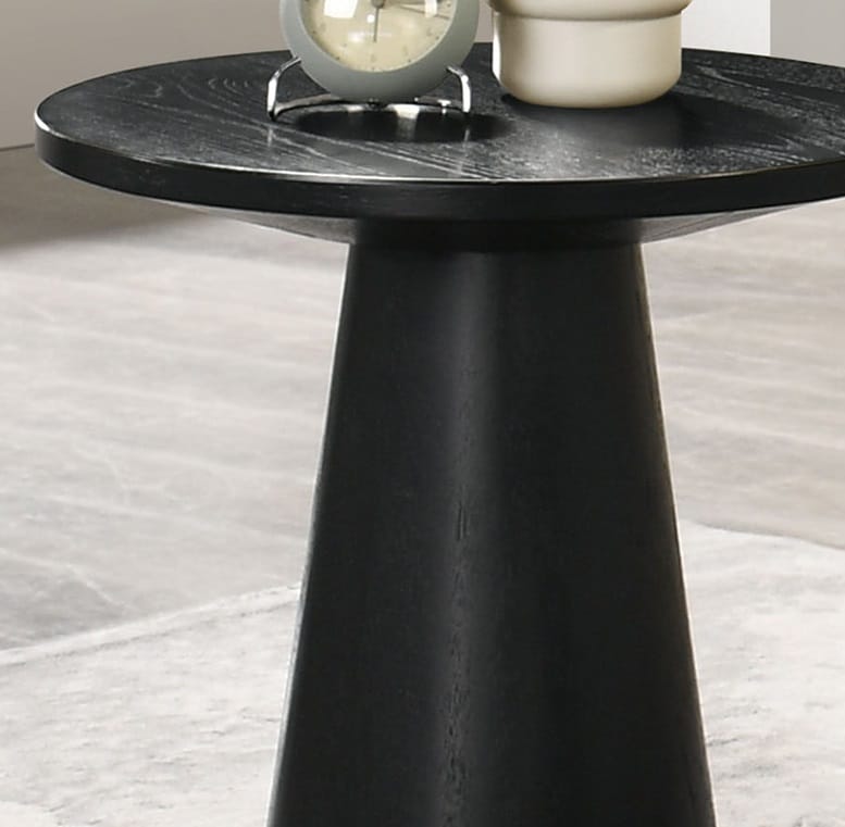 Black End Table - 20" Round Contemporary Style